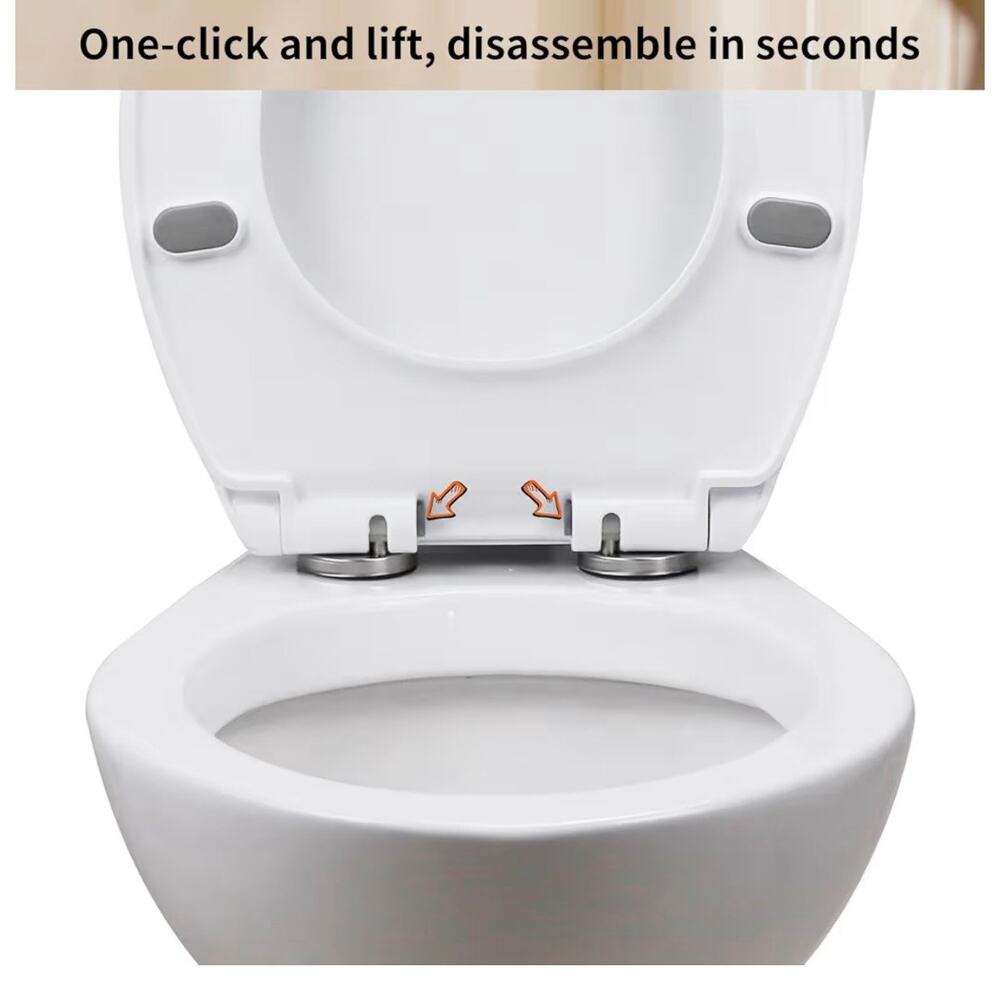 Round Soft-Close Toilet Seat – White Quick Release Bathroom Seat - Picture 4 of 5